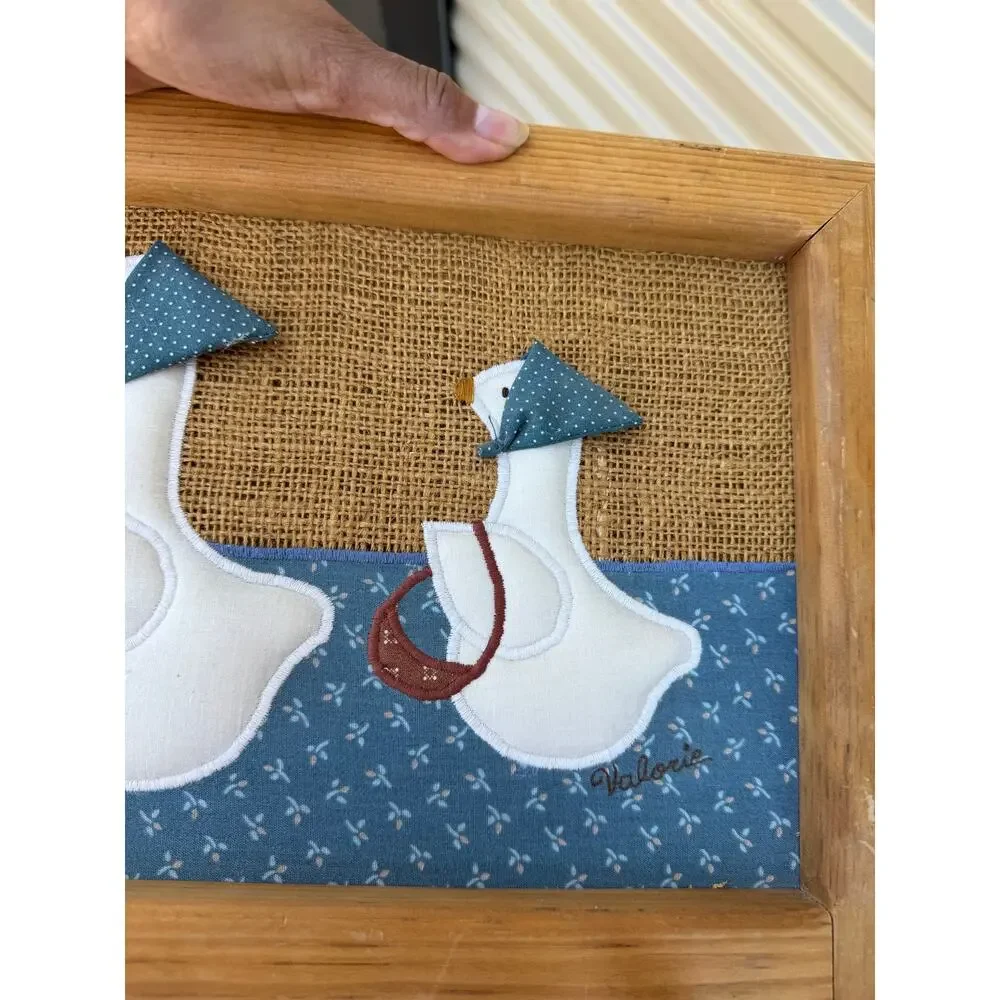 Vintage Valorie’s Folk Art Appliqué multi peg coat bag towel rack holder 80s
